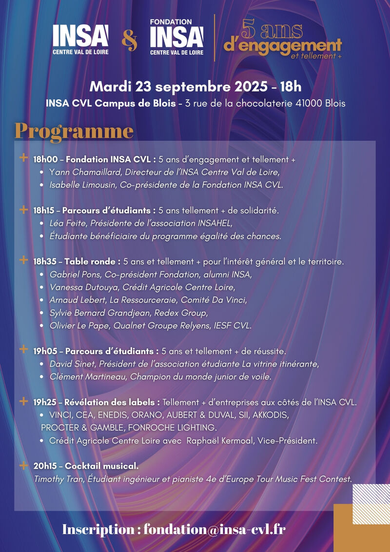 Programme de la journée Fondation INSA CVL